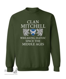 ScotsTee Shop Scottish Mitchell Wreaking Havoc Since The Middle Ages With Two Rampant Lions Sweatshirt