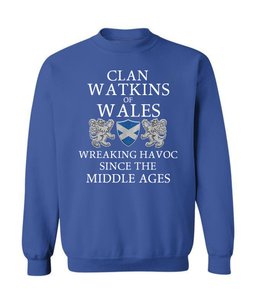 ScotsTee Shop Scottish Watkins of Wales Wreaking Havoc Since The Middle Ages With Two Rampant Lions Sweatshirt