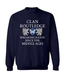 ScotsTee Shop Scottish Routledge Wreaking Havoc Since The Middle Ages With Two Rampant Lions Sweatshirt