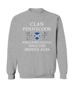 ScotsTee Shop Scottish Pennycook Wreaking Havoc Since The Middle Ages With Two Rampant Lions Sweatshirt