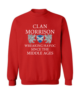 ScotsTee Shop Scottish Morrison Wreaking Havoc Since The Middle Ages With Two Rampant Lions Sweatshirt