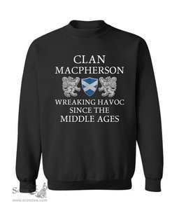 ScotsTee Shop Scottish MacPherson Wreaking Havoc Since The Middle Ages With Two Rampant Lions Sweatshirt