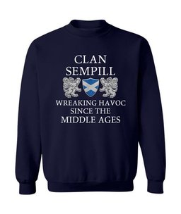 ScotsTee Shop Scottish Sempill Wreaking Havoc Since The Middle Ages With Two Rampant Lions Sweatshirt
