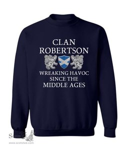 ScotsTee Shop Scottish Robertson Wreaking Havoc Since The Middle Ages With Two Rampant Lions Sweatshirt