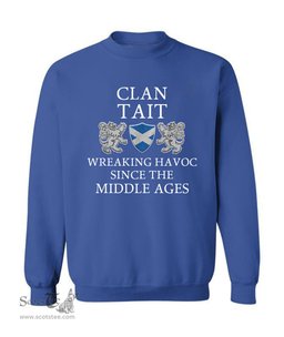ScotsTee Shop Scottish Tait Wreaking Havoc Since The Middle Ages With Two Rampant Lions Sweatshirt