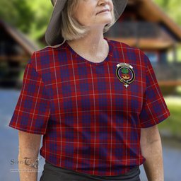 ScotsTee Shop Scottish Hamilton Clan Crest Tartan T Shirt for Family Tartan Matching Family T Shirts