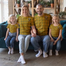 ScotsTee Shop Scottish Houston Clan Crest Tartan T Shirt for Family Tartan Matching Family T Shirts