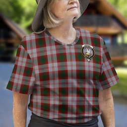 ScotsTee Shop Scottish Lindsay Dress Red Clan Crest Tartan T Shirt for Family Tartan Matching Family T Shirts