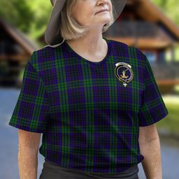 ScotsTee Shop Scottish Lumsden Green Clan Crest Tartan T Shirt for Family Tartan Matching Family T Shirts