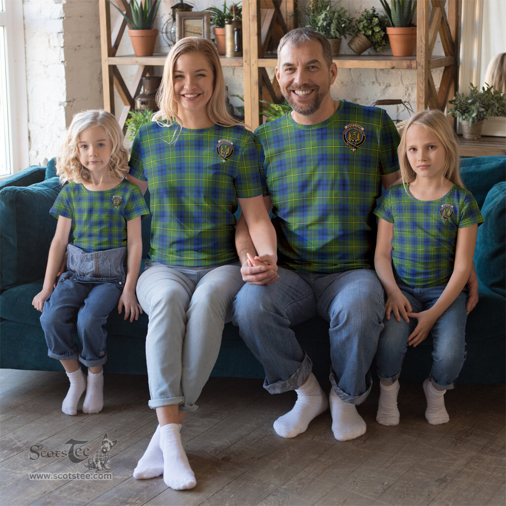 ScotsTee Shop Scottish Johnstone-Johnston Ancient Clan Crest Tartan T Shirt for Family Tartan Matching Family T Shirts