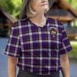 ScotsTee Shop Scottish MacDonald Dress Modern Clan Crest Tartan T Shirt for Family Tartan Matching Family T Shirts