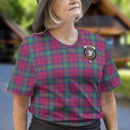 ScotsTee Shop Scottish Lindsay Ancient Clan Crest Tartan T Shirt for Family Tartan Matching Family T Shirts