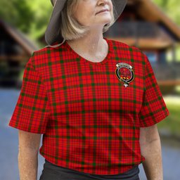 ScotsTee Shop Scottish MacDonell of Keppoch Modern Clan Crest Tartan T Shirt for Family Tartan Matching Family T Shirts