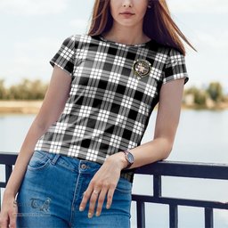 ScotsTee Shop Scottish MacFarlane Black White Clan Crest Tartan T Shirt for Family Tartan Matching Family T Shirts