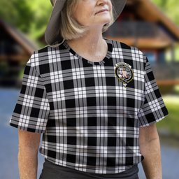 ScotsTee Shop Scottish MacFarlane Black White Clan Crest Tartan T Shirt for Family Tartan Matching Family T Shirts