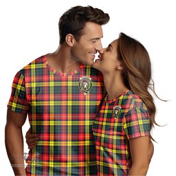ScotsTee Shop Scottish Buchanan Modern Clan Crest Tartan T Shirt for Family Tartan Matching Family T Shirts