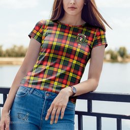 ScotsTee Shop Scottish Buchanan Modern Clan Crest Tartan T Shirt for Family Tartan Matching Family T Shirts