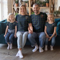 ScotsTee Shop Scottish Baillie Modern Clan Crest Tartan T Shirt for Family Tartan Matching Family T Shirts