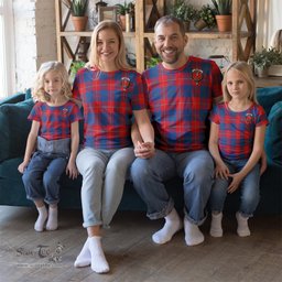 ScotsTee Shop Scottish Blane Clan Crest Tartan T Shirt for Family Tartan Matching Family T Shirts