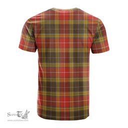 ScotsTee Shop Scottish Buchanan Old Set Weathered Clan Crest Tartan T Shirt for Family Tartan Matching Family T Shirts