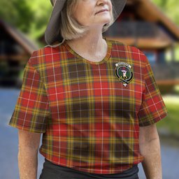ScotsTee Shop Scottish Buchanan Old Set Weathered Clan Crest Tartan T Shirt for Family Tartan Matching Family T Shirts
