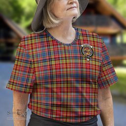 ScotsTee Shop Scottish Drummond of Strathallan Modern Clan Crest Tartan T Shirt for Family Tartan Matching Family T Shirts