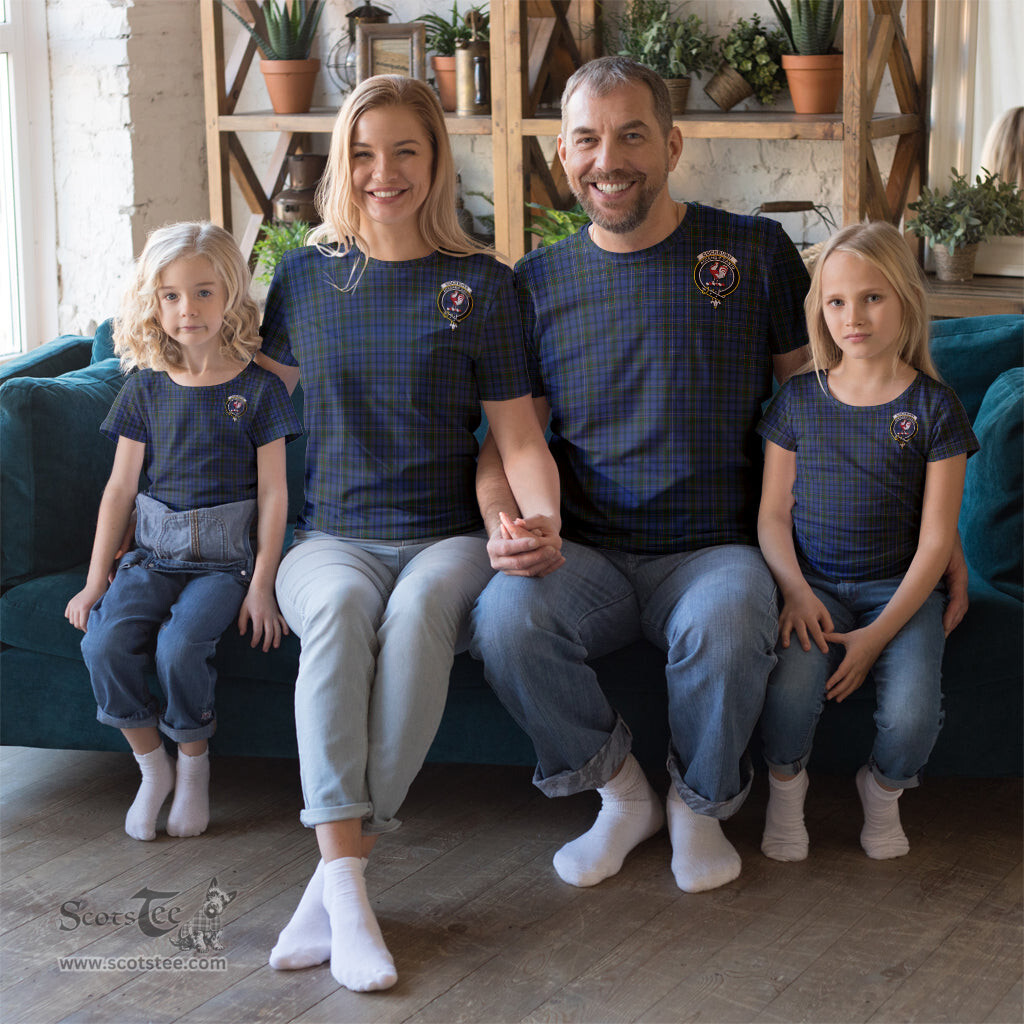 ScotsTee Shop Scottish Cockburn Blue Clan Crest Tartan T Shirt for Family Tartan Matching Family T Shirts
