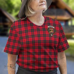 ScotsTee Shop Scottish Drummond Modern Clan Crest Tartan T Shirt for Family Tartan Matching Family T Shirts