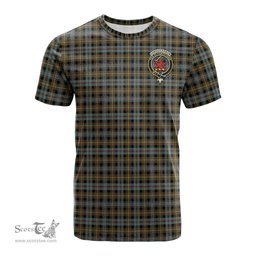 ScotsTee Shop Scottish Farquharson Weathered Clan Crest Tartan T Shirt for Family Tartan Matching Family T Shirts