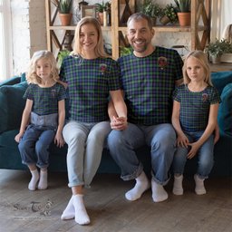 ScotsTee Shop Scottish Farquharson Ancient Clan Crest Tartan T Shirt for Family Tartan Matching Family T Shirts
