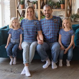 ScotsTee Shop Scottish Elliot Ancient Clan Crest Tartan T Shirt for Family Tartan Matching Family T Shirts
