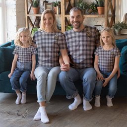 ScotsTee Shop Scottish Douglas Grey Modern Clan Crest Tartan T Shirt for Family Tartan Matching Family T Shirts