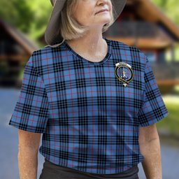 ScotsTee Shop Scottish MacKay Blue Clan Crest Tartan T Shirt for Family Tartan Matching Family T Shirts