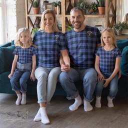 ScotsTee Shop Scottish MacKay Blue Clan Crest Tartan T Shirt for Family Tartan Matching Family T Shirts
