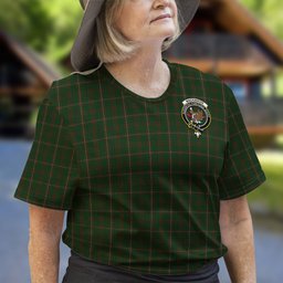 ScotsTee Shop Scottish MacKinnon Hunting Clan Crest Tartan T Shirt for Family Tartan Matching Family T Shirts