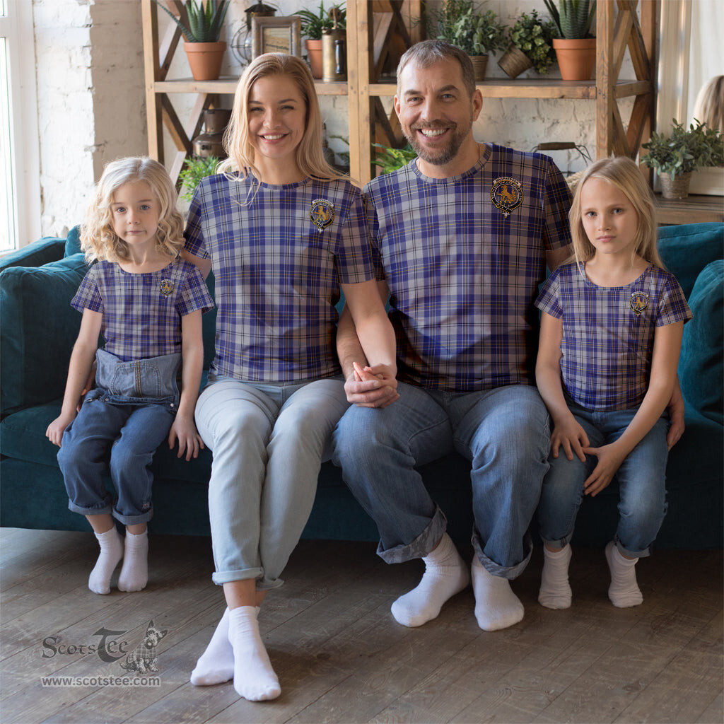 ScotsTee Shop Scottish MacPherson Dress Blue Clan Crest Tartan T Shirt for Family Tartan Matching Family T Shirts
