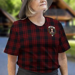 ScotsTee Shop Scottish Menzies Hunting Clan Crest Tartan T Shirt for Family Tartan Matching Family T Shirts