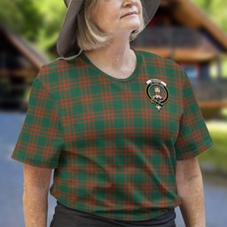 ScotsTee Shop Scottish Menzies Green Ancient Clan Crest Tartan T Shirt for Family Tartan Matching Family T Shirts