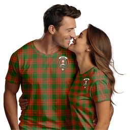 ScotsTee Shop Scottish Menzies Green Modern Clan Crest Tartan T Shirt for Family Tartan Matching Family T Shirts
