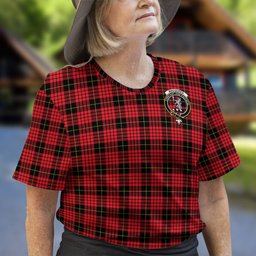 ScotsTee Shop Scottish MacQueen Modern Clan Crest Tartan T Shirt for Family Tartan Matching Family T Shirts