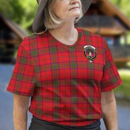 ScotsTee Shop Scottish Ross Modern Clan Crest Tartan T Shirt for Family Tartan Matching Family T Shirts