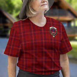 ScotsTee Shop Scottish Rose of Kilravock Clan Crest Tartan T Shirt for Family Tartan Matching Family T Shirts