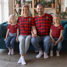 ScotsTee Shop Scottish Ramsay Modern Clan Crest Tartan T Shirt for Family Tartan Matching Family T Shirts