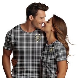 ScotsTee Shop Scottish Stewart Black and White Clan Crest Tartan T Shirt for Family Tartan Matching Family T Shirts
