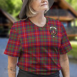 ScotsTee Shop Scottish Shaw Red Modern Clan Crest Tartan T Shirt for Family Tartan Matching Family T Shirts