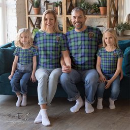 ScotsTee Shop Scottish Sutherland Ancient Clan Crest Tartan T Shirt for Family Tartan Matching Family T Shirts