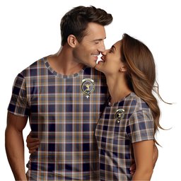 ScotsTee Shop Scottish Stewart Navy Clan Crest Tartan T Shirt for Family Tartan Matching Family T Shirts