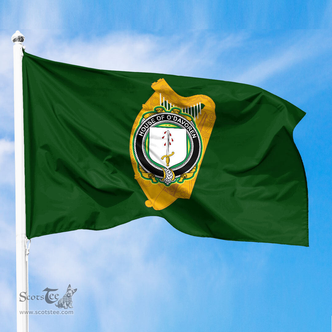 ScotsTee Shop Irish House of O DAVOREN Coat of Arms Irish Family Crest Flag of Leinster Flag