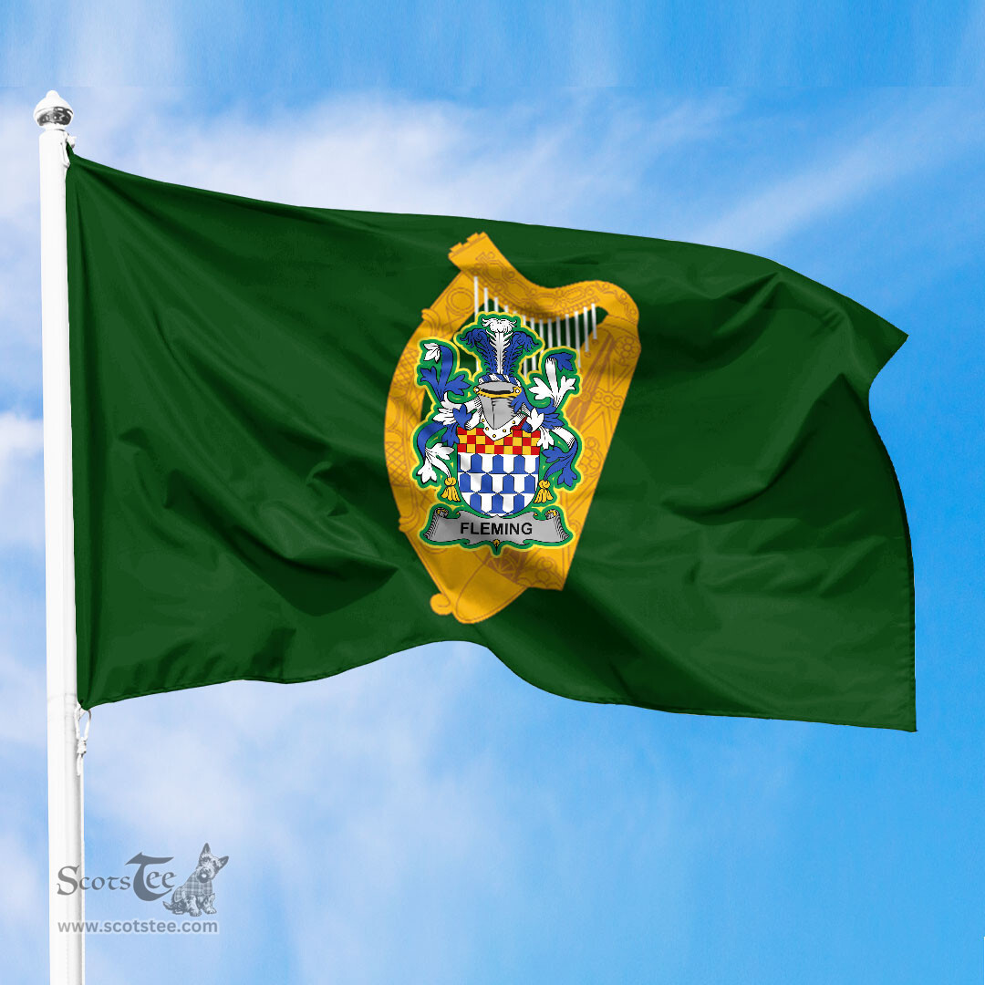 ScotsTee Shop Irish Fleming Coat of Arms Irish Family Crest Flag of Leinster Flag