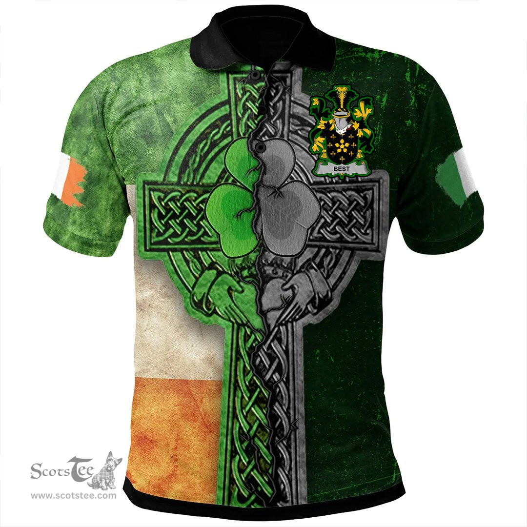 ScotsTee Shop Irish Best Coat of Arms Irish Polo Shirt Irish Claddagh Cross Polo Shirt
